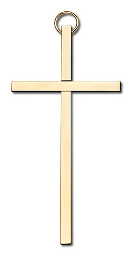 4" Plain Wall Cross, Polished Brass, # 1686