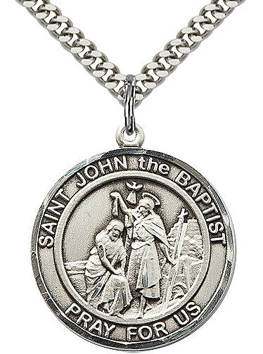 St. John the Baptist Medal in Fine Pewter, 3/4" round, Your Choice of Chain # 17293