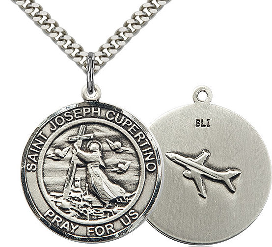 St. Joseph of Cupertino Medal in Fine Pewter, 3/4" round, Your Choice of Chain # 17295