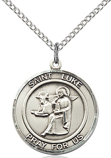 St. Luke the Apostle Medal in Fine Pewter, 3/4" round, Your Choice of Chain # 17303