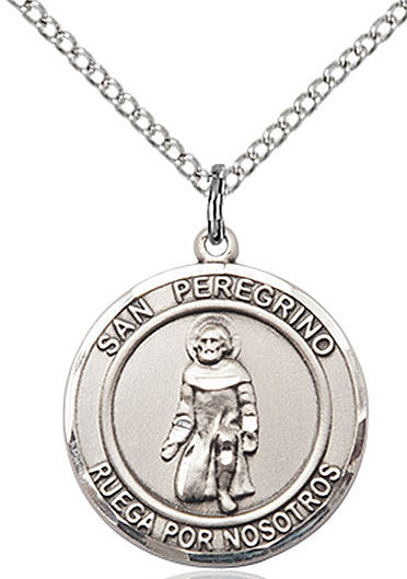 San Peregrino Spanish Medal in Fine Pewter, 3/4" round, Your Choice of Chain # 17321