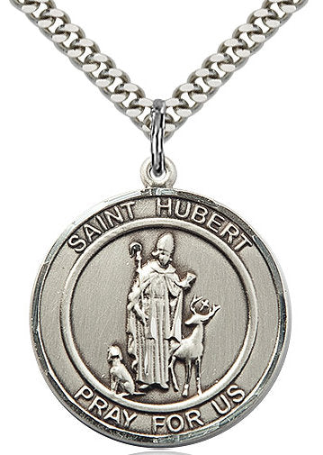 St. Hubert Medal in Fine Pewter, 1" round, Your Choice of Chain # 17334