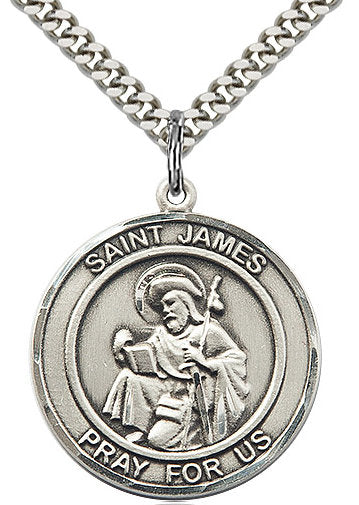 St. James the Greater Medal in Fine Pewter, 1" round, Your Choice of Chain # 17336