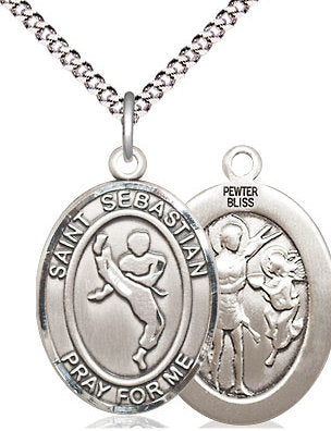 Martial Arts / St. Sebastian Medal in Fine Pewter, 3/4", Your Choice of Chain # 17446