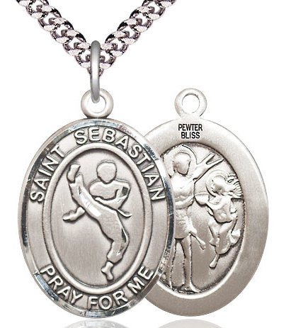 Martial Arts / St. Sebastian Medal in Fine Pewter, 1", Your Choice of Chain # 17474