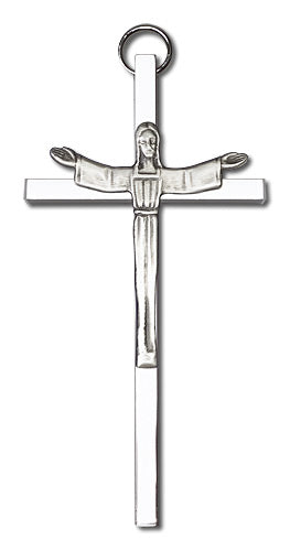 4" Risen Christ Cross, Silver-Tone Figure on Nickel Plated Cross, # 1753