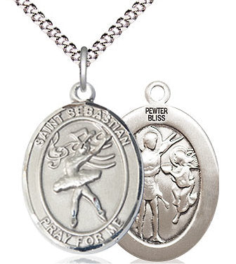 Dance / St. Sebastian Medal in Fine Pewter, 1", Your Choice of Chain # 17551