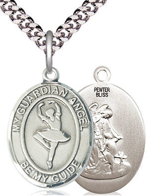 Dance / Guardian Angel Medal in Fine Pewter, 1", Your Choice of Chain # 17581