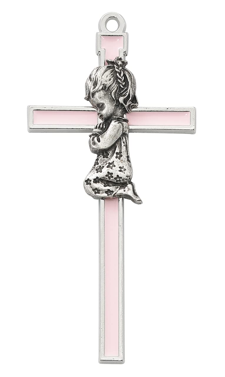 Praying Baby Girl Pink Epoxy Wall Cross, 5" Tall # 21578