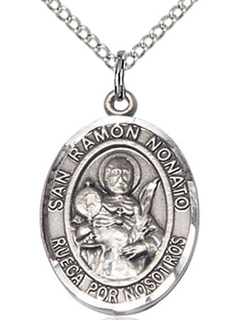 San Ramon Nonato Spanish Medal in Fine Pewter, 3/4", Your Choice of Chain # 17623