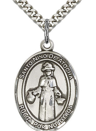 Nino de Atocha Spanish Medal in Fine Pewter, 1", Your Choice of Chain # 17632