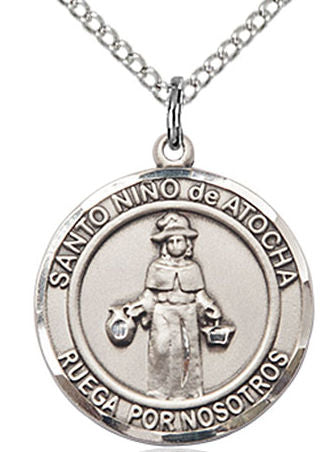 Nino de Atocha Spanish Medal in Fine Pewter, 3/4" round, Your Choice of Chain # 17633