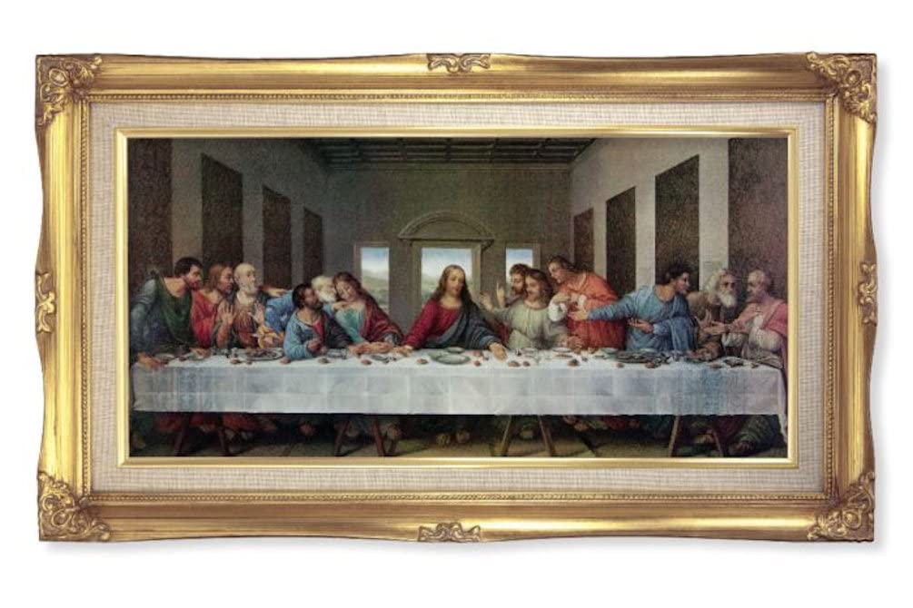 The Last Supper by Da Vinci, Gold Leaf Frame Under Glass, 19x11", # 59234