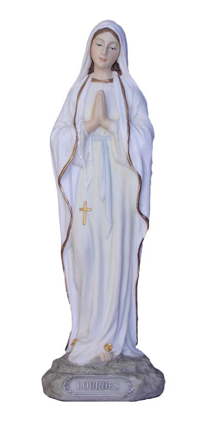 8" Our Lady of Lourdes Full Color Veronese Resin, # 17692