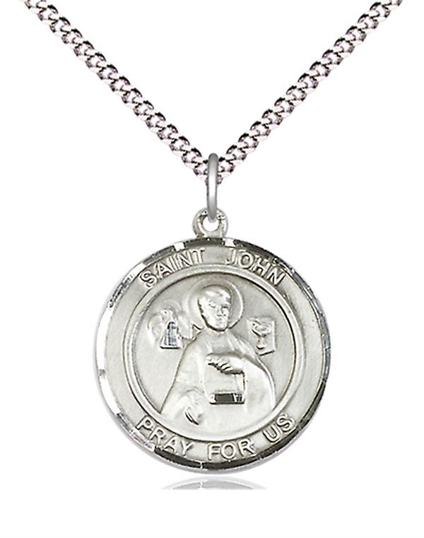 St. John the Apostle Medal in Fine Pewter, 3/4" round, Your Choice of Chain # 17708