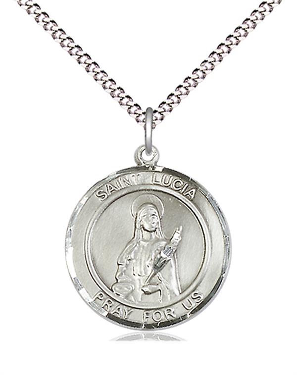 St. Lucia of Syracuse Medal in Fine Pewter, 3/4" round, Your Choice of Chain # 17711