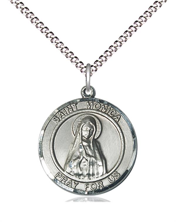 St. Monica Medal in Fine Pewter, 3/4" round, Your Choice of Chain # 17713