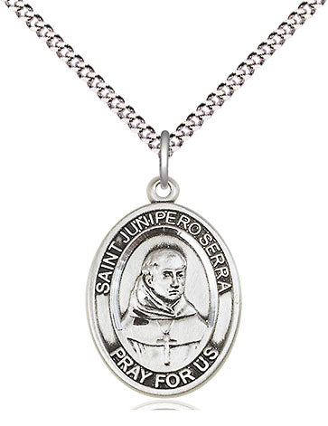 St. Junipero Serra Medal in Sterling Silver, 3/4", Your Choice of Chain # 17721