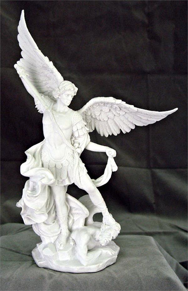 10" St. Michael Statue in White Veronese Resin, 17750