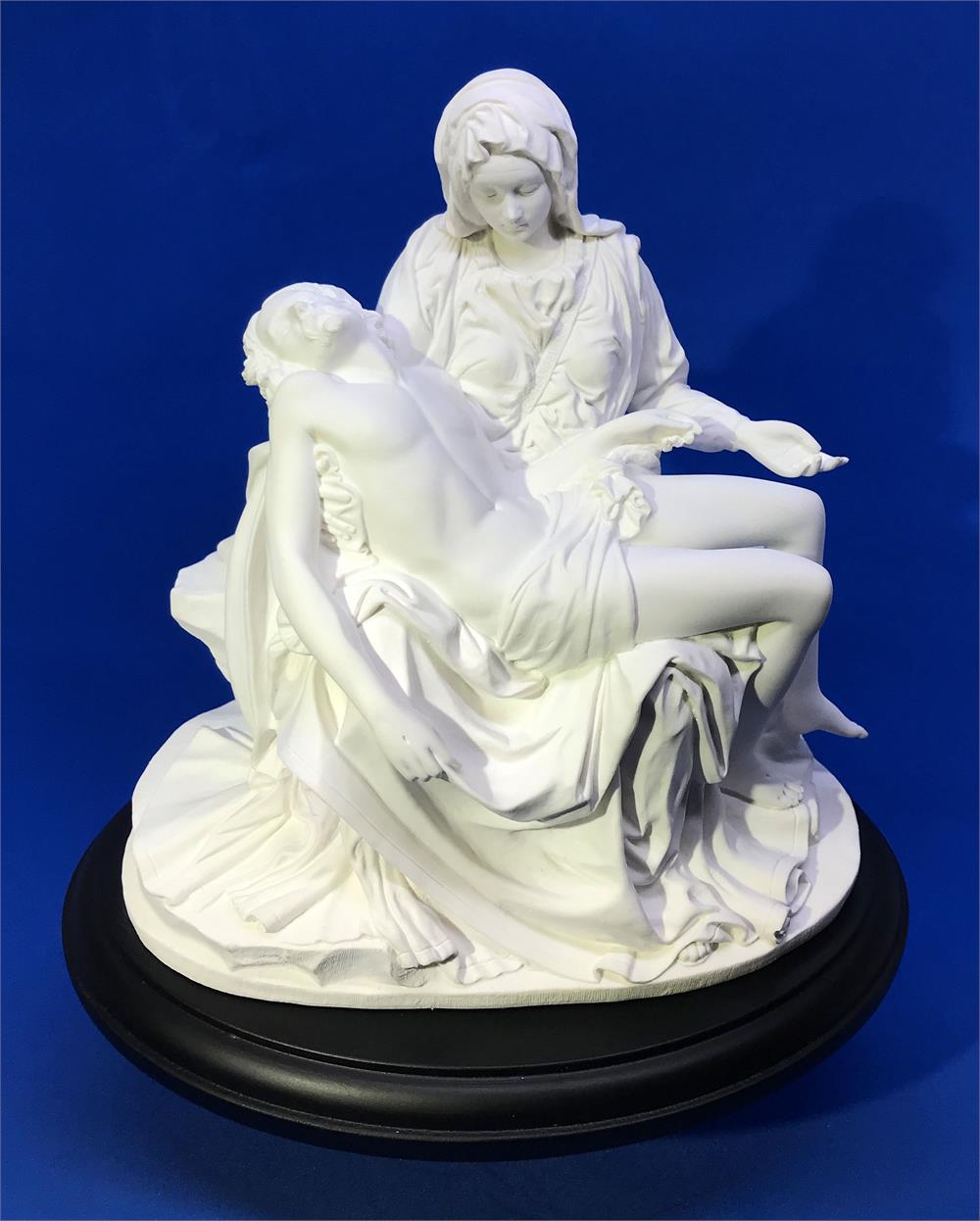 7" Pieta Statue in White Resin on Black Wood Base, # 17751||