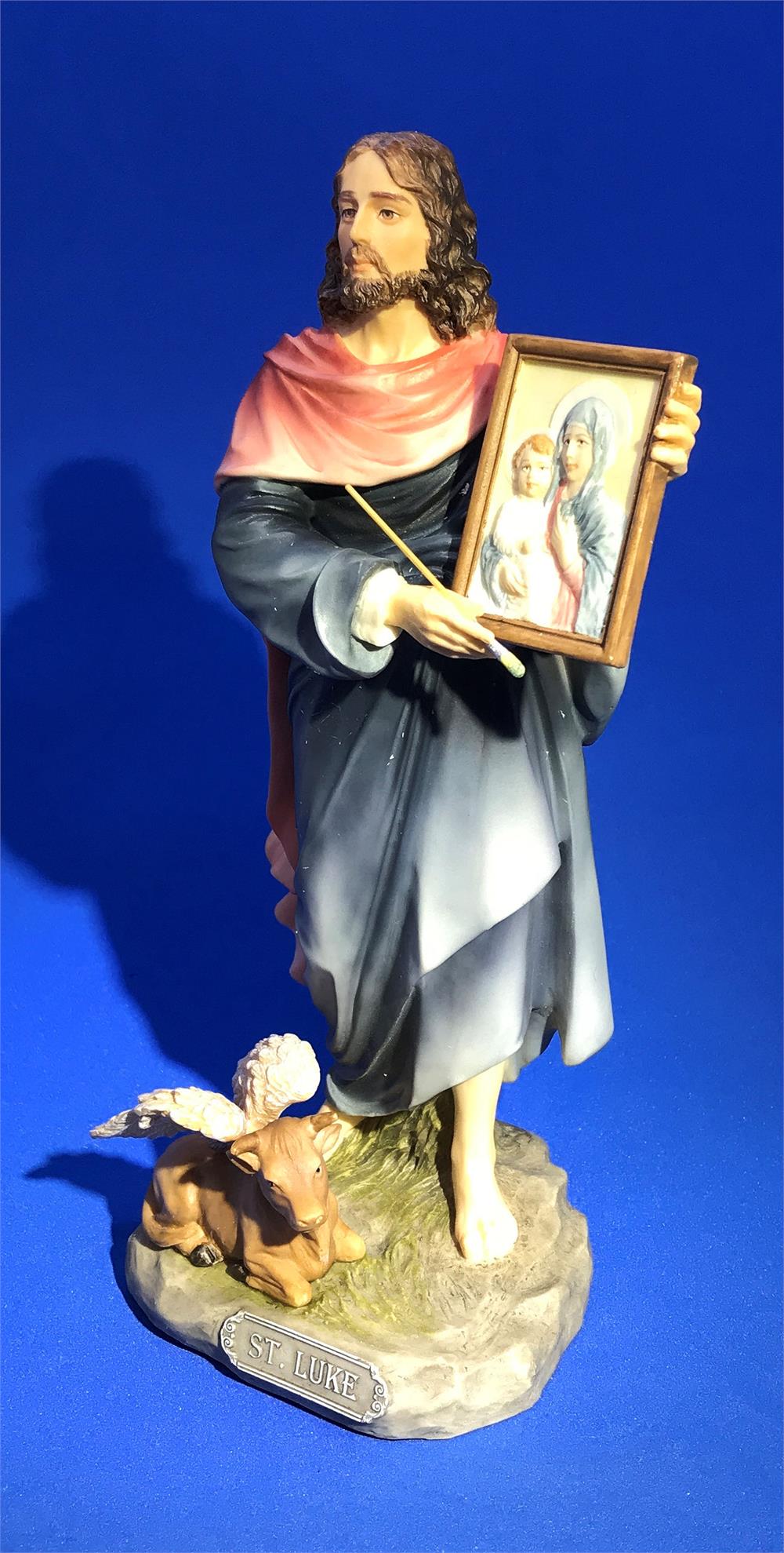 8" St. Luke with Painting Statue, Full Color Resin, # 17769||
