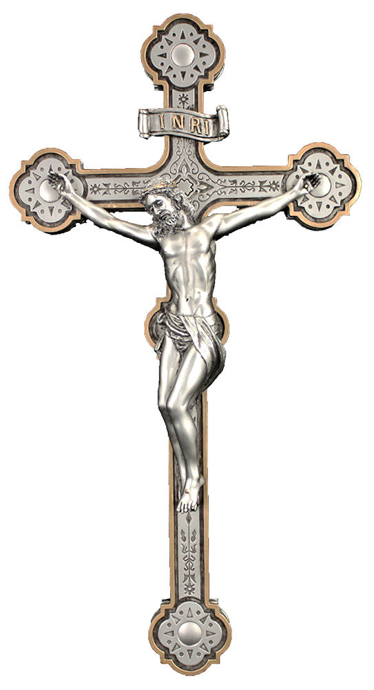 14" Ornate Crucifix, Pewter Finish Veronese Resin # 17772