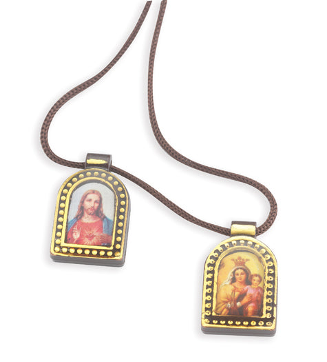 5/8" X 1" BROWN WITH GOLD EDGED SCAPULAR , 12-Pack, # 18107