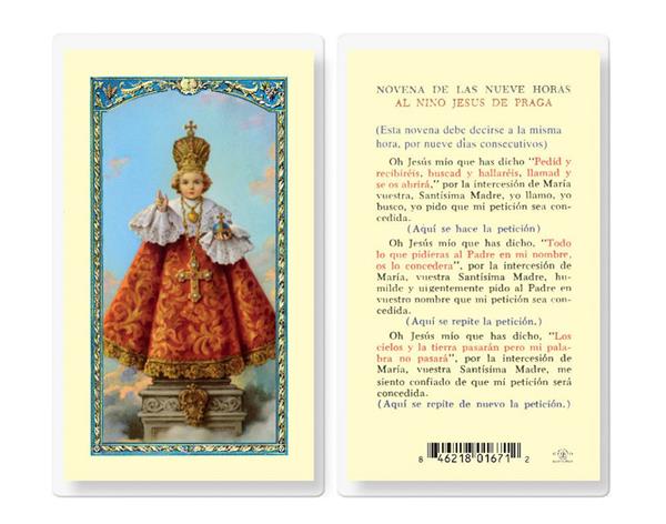 Novena de las Nueve Horas al Nino Jesus de Praga Spanish Laminated Holy Cards, 2-5/8"x4-3/8", # 18178