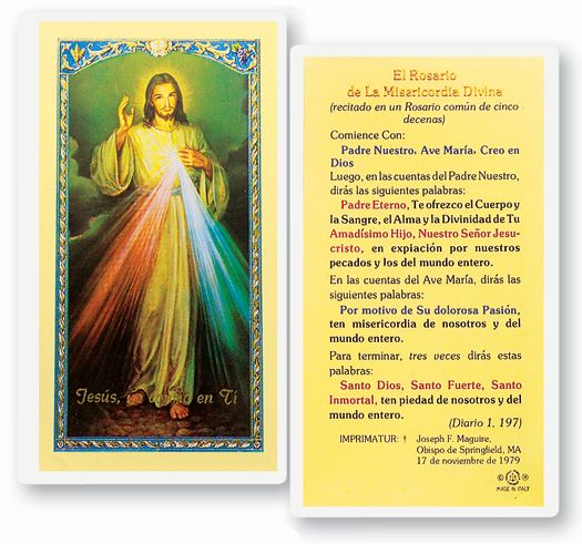 EL ROSARIO DE LA MISERICORDIA Spanish Laminated Holy Card, 2-5/8"x4-3/8", # 18182