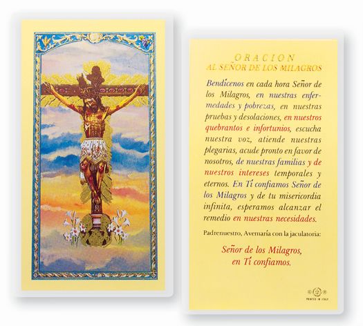 ORACION AL SR. DE LOS MILAGROS Spanish Laminated Holy Card, 2-5/8"x4-3/8", # 18190