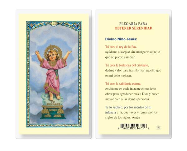 DIVINO NINO PARA SERENIDAD Spanish Laminated Holy Cards, 25-Count Value Pack, # 18192