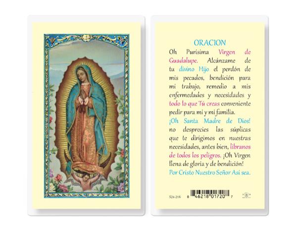 PURISIMA VIRGEN DE GUADALUPE Spanish Laminated Holy Cards, 25-Count Value Pack, # 18203