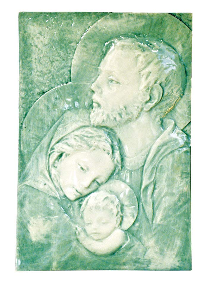 Holy Family Plaque, Alabaster Tile, 7"x10.5", 96250