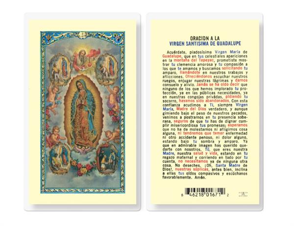 N.S. DE GUADALUPE CON VISIONES Spanish Laminated Holy Cards, 25-Count Value Pack, # 18208