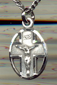 Oval Crucifix Medal - Sterling 1/2", Your Choice of Chain, # 18219