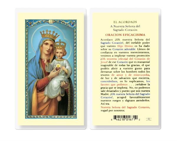 Nstra Sra del Sagrado Corazon Spanish Laminated Holy Cards, 25-Count Value Pack, # 18229