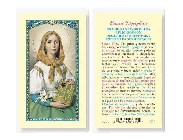 ORACION A SANTA DYMPHNA Spanish Laminated Holy Cards, 25-Count Value Pack, # 18255