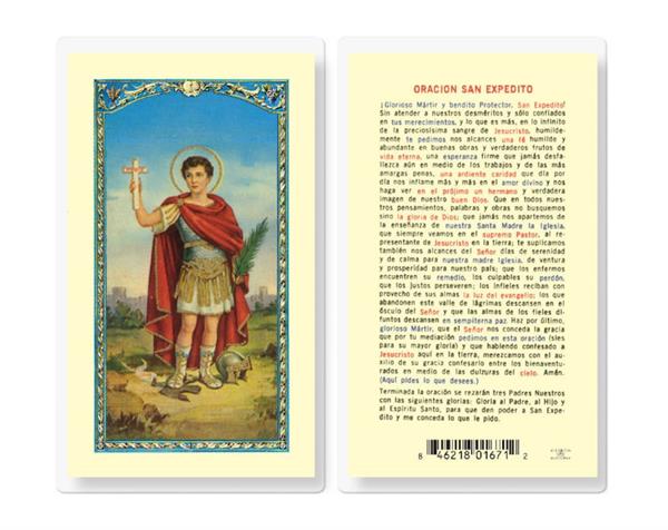 ORACION A SAN EXPEDITO Spanish Laminated Holy Cards, 25-Count Value Pack, # 18257