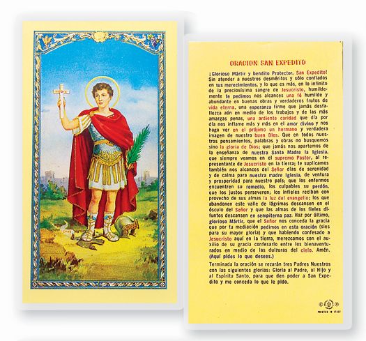 ORACION A SAN EXPEDITO Spanish Laminated Holy Card, 2-5/8"x4-3/8", # 18257