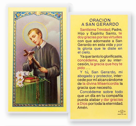 ORACION A SAN GERARDO MAYELA Spanish Laminated Holy Card, 2-5/8"x4-3/8", # 18261