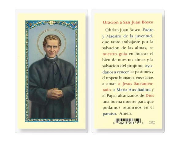 ORACION A SAN JUAN BOSCO Spanish Laminated Holy Cards, 25-Count Value Pack, # 18269