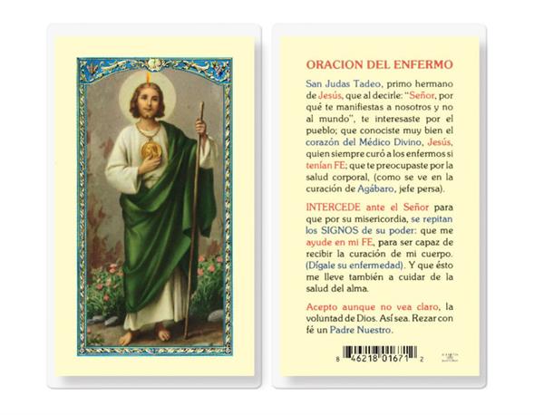 SAN JUDAS-ORACION DEL ENFERMO Spanish Laminated Holy Cards, 25-Count Value Pack, # 18274