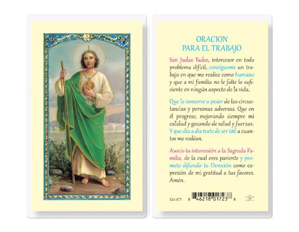 SAN JUDAS-ORACION PARA TRABAJO Spanish Laminated Holy Cards, 25-Count Value Pack, # 18275