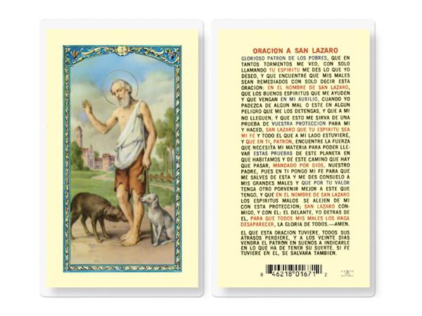 ORACION A SAN LAZARO Spanish Laminated Holy Cards, 25-Count Value Pack, # 18277