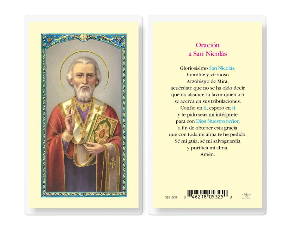 Oracion San Nicolas Spanish Laminated Holy Cards, 25-Count Value Pack, # 18287