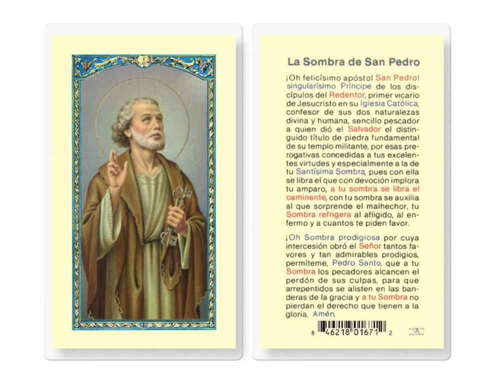 LA SOMBRA DE SAN PEDRO Spanish Laminated Holy Cards, 25-Count Value Pack, # 18290