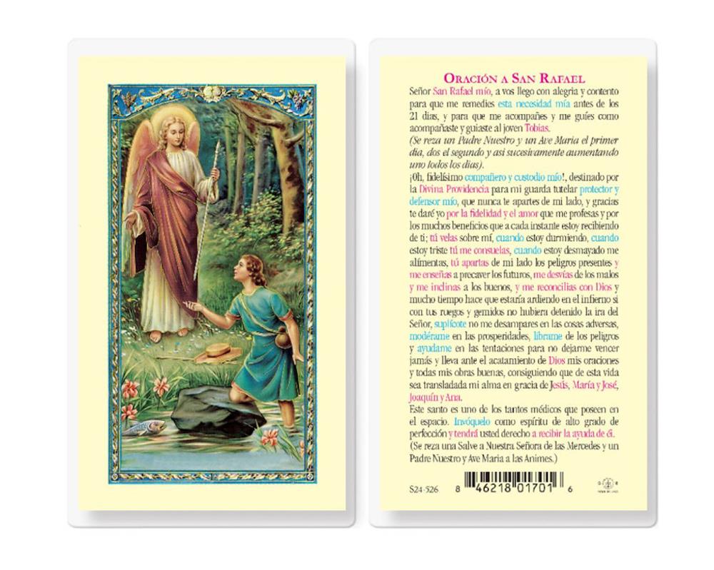 ORACION A SAN RAFAEL Spanish Laminated Holy Cards, 25-Count Value Pack, # 18292