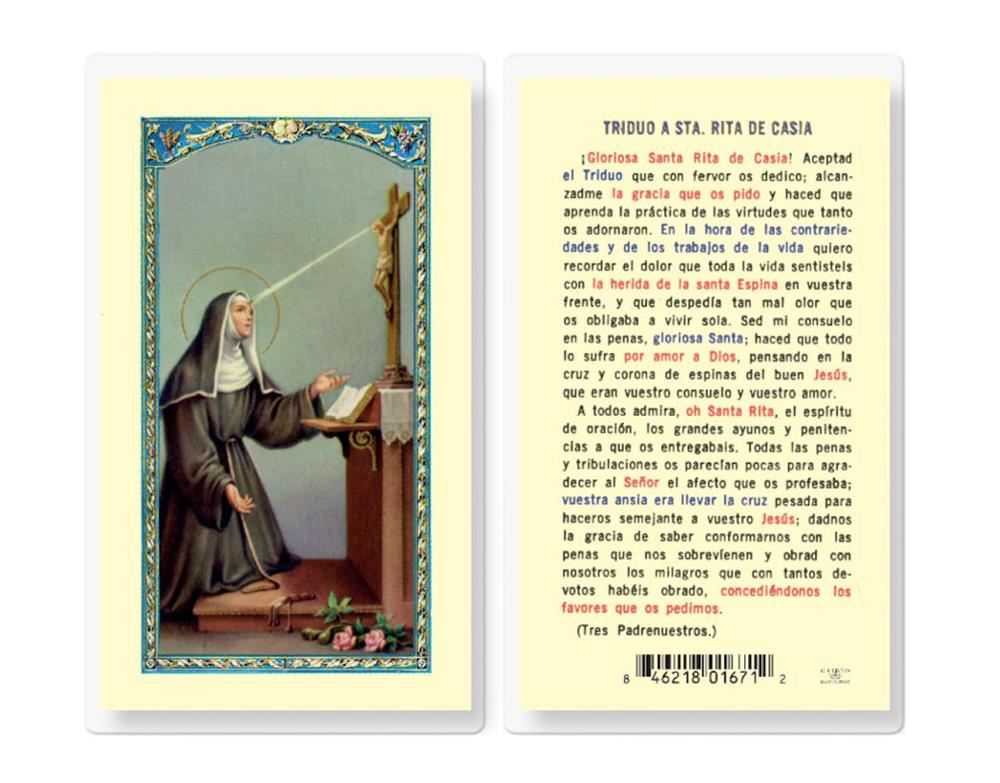 ORACION A SANTA RITA DE CASIA Spanish Laminated Holy Cards, 25-Count Value Pack, # 18294