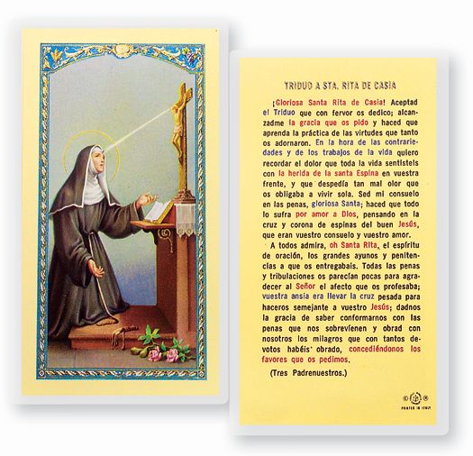 ORACION A SANTA RITA DE CASIA Spanish Laminated Holy Card, 2-5/8"x4-3/8", # 18294