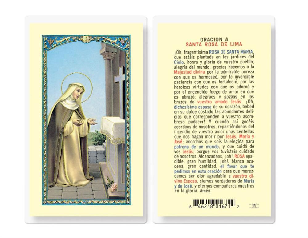 ORACION A SANTA ROSA DE LIMA Spanish Laminated Holy Cards, 25-Count Value Pack, # 18295